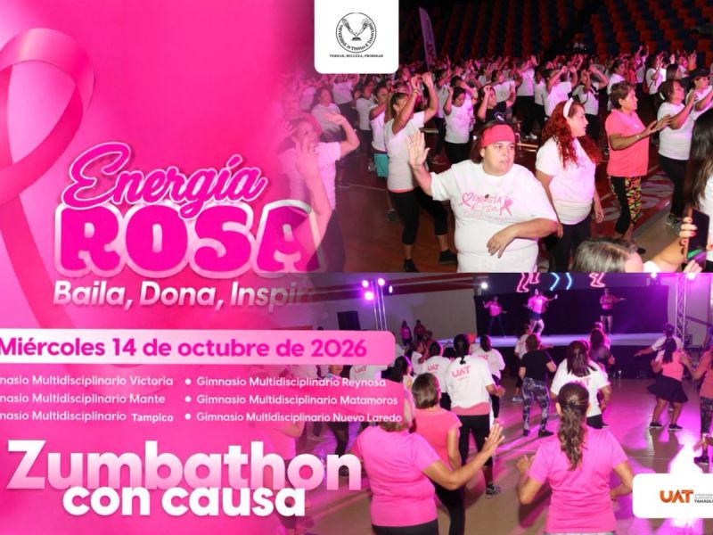 Organiza la UAT el Zumbathón con Causa “Energía Rosa: Baila, Dona, Inspira”