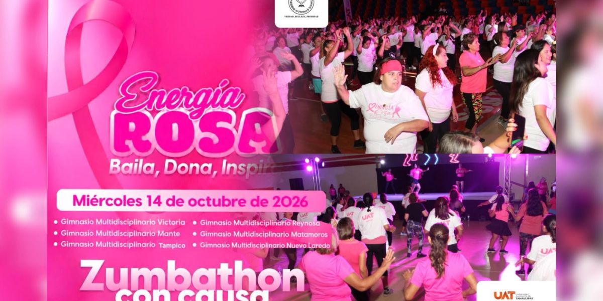 Organiza la UAT el Zumbathón con Causa “Energía Rosa: Baila, Dona, Inspira”