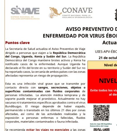 Piden evitar viajes a países de África por alerta de ébola