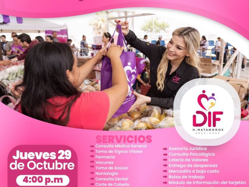 DIF Matamoros acerca servicios de asistencia social a la Colonia Ampliación Solidaridad con la Mega Brigada “Soy PodeRosa”