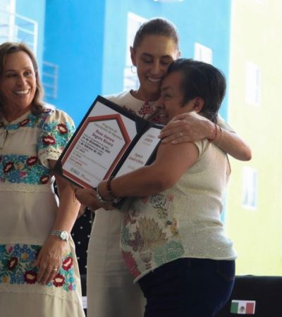 Sheinbaum entrega Pensiones Bienestar y viviendas en Veracruz