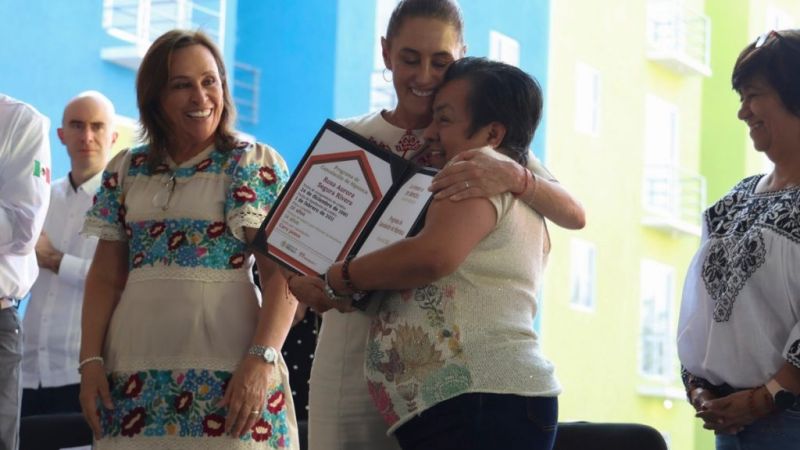 Sheinbaum entrega Pensiones Bienestar y viviendas en Veracruz