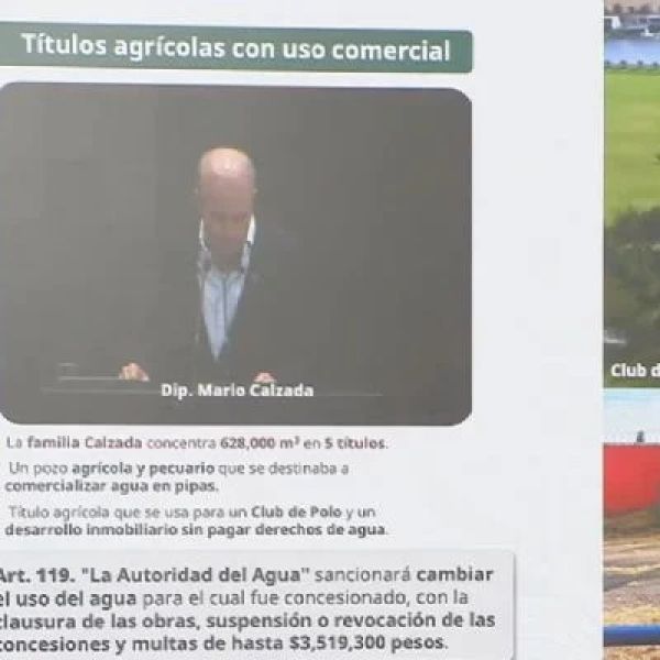 Gobierno de Sheinbaum acusa al diputado priista Mario Calzada y su familia de utilizar concesiones agrícolas para comercializar agua