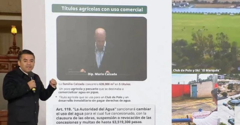 Gobierno de Sheinbaum acusa al diputado priista Mario Calzada y su familia de utilizar concesiones agrícolas para comercializar agua