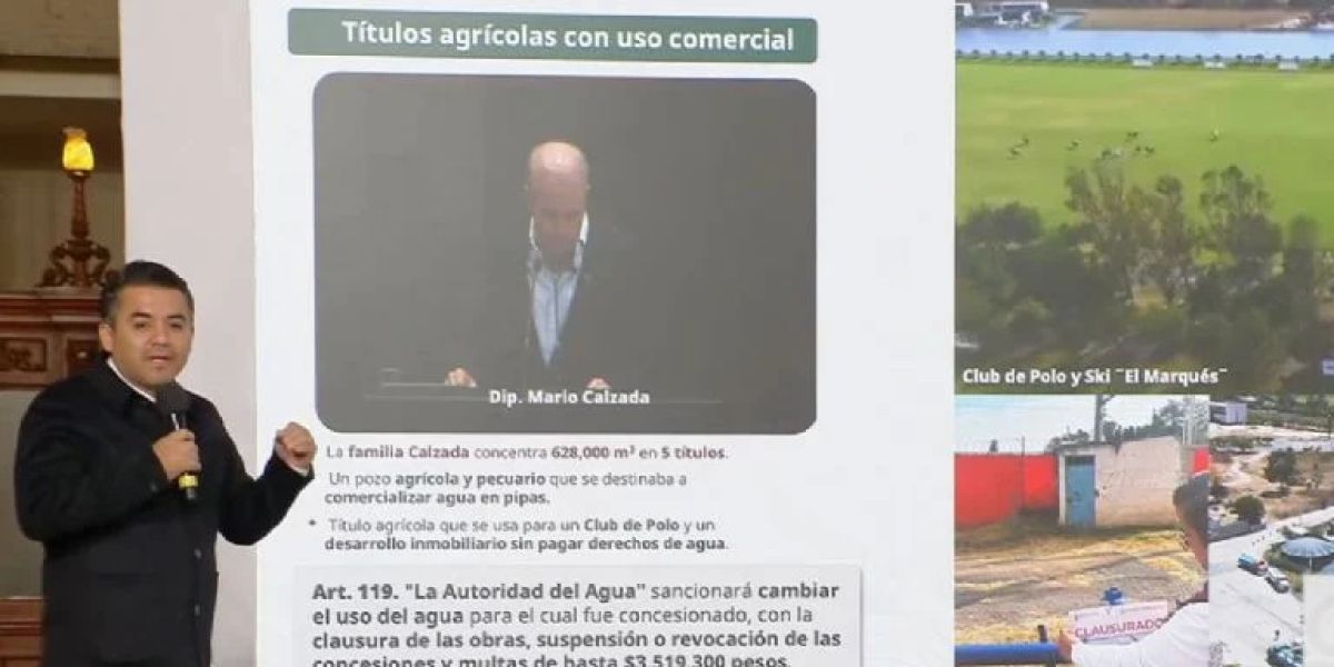Gobierno de Sheinbaum acusa al diputado priista Mario Calzada y su familia de utilizar concesiones agrícolas para comercializar agua