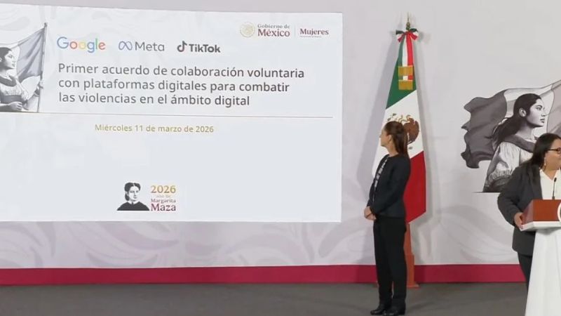 Sheinbaum anuncia acuerdo con Google, TikTok y Meta para atender la violencia contra las mujeres en México