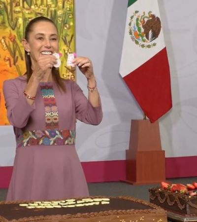 Sheinbaum celebra su cumpleaños con “Las Mañanitas”, los “Beatles” y pastel en la conferencia matutina