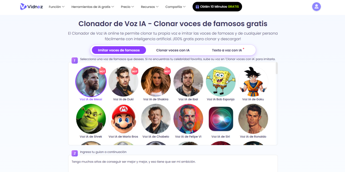 Clonar Voz de los Famosos: La Revolución con la App Vidnoz AI