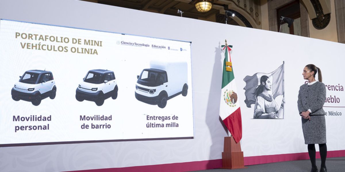 Presidenta Claudia Sheinbaum presenta Olinia, primera armadora mexicana de mini vehículos eléctricos