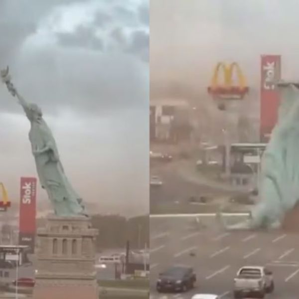 Fuerte vendaval derriba réplica de la Estatua de la Libertad en Brasil