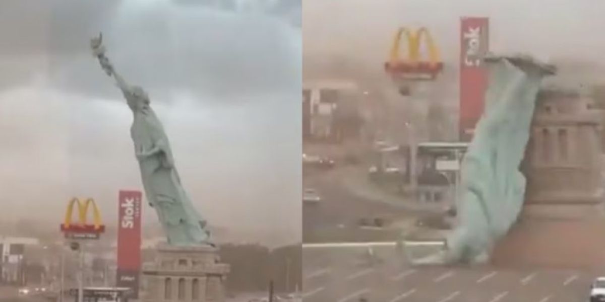 Fuerte vendaval derriba réplica de la Estatua de la Libertad en Brasil