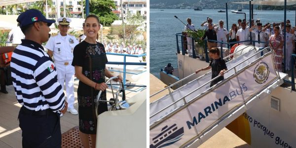 Sheinbaum inaugura el MARINABUS de Acapulco; el sistema de transporte será operado por la Marina